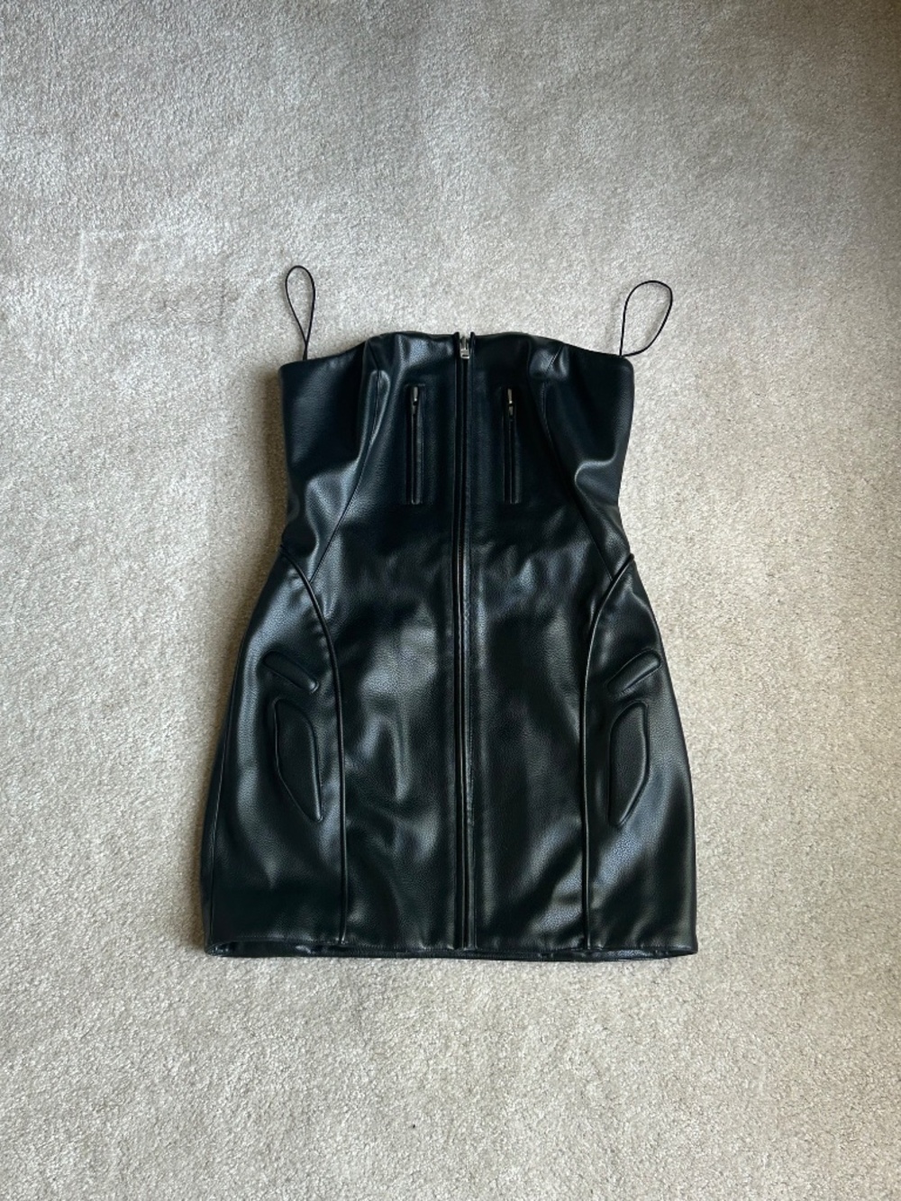 KHY Faux Leather Strapless Mini Dress